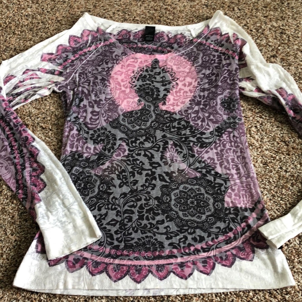 Prana Buddha Long Sleeve Burn out Tee - medium